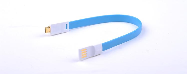 Colorful 22cm magnet micro USB cable for Samsung Galaxy S4 S IV / i9500 blue